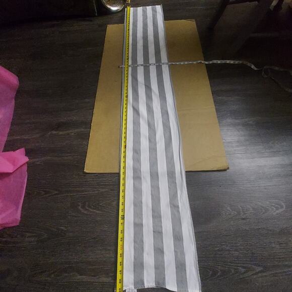 Gray & White Striped Table Runner 12" x 68" Holiday Dining Seasonal Table Linens - Picture 3 of 8